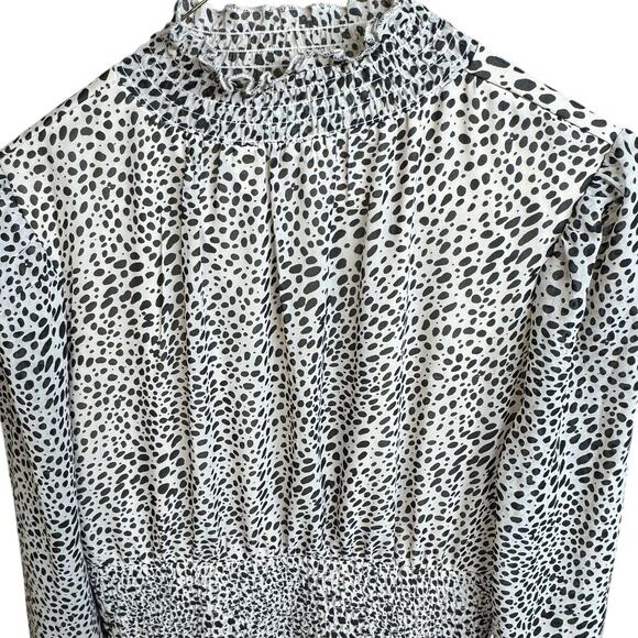 Almost Famous Tiered Sheer Ruffle Leopard Print Long Sleeve Dress Women 8 - Picture 4 of 11